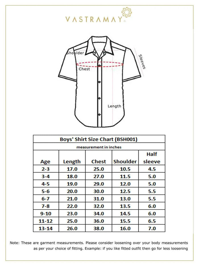 Boy's Maroon Gold Opaque Ethnic Shirt