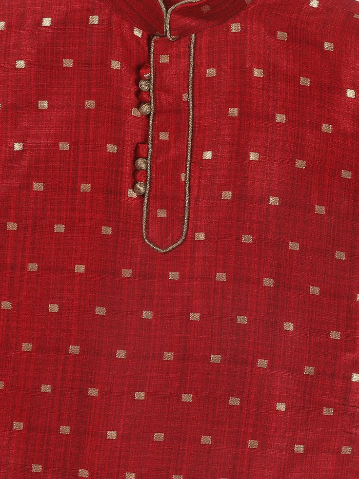 Boy's Maroon Kurta With Dhoti Pant Set