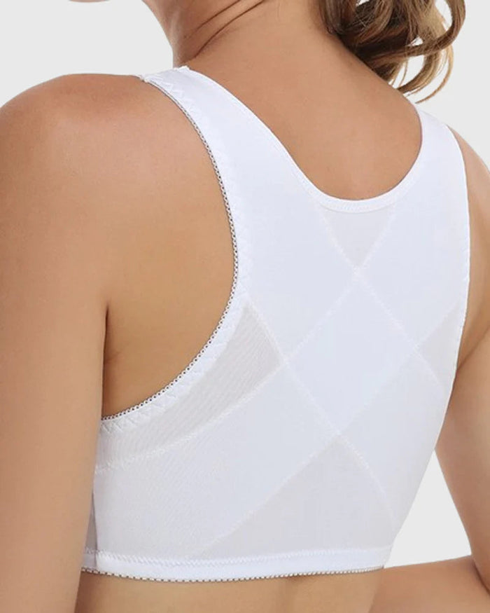 Breathable Lace Front Closure Wire-free Smooth Back Shaping Bra  - By Qivii