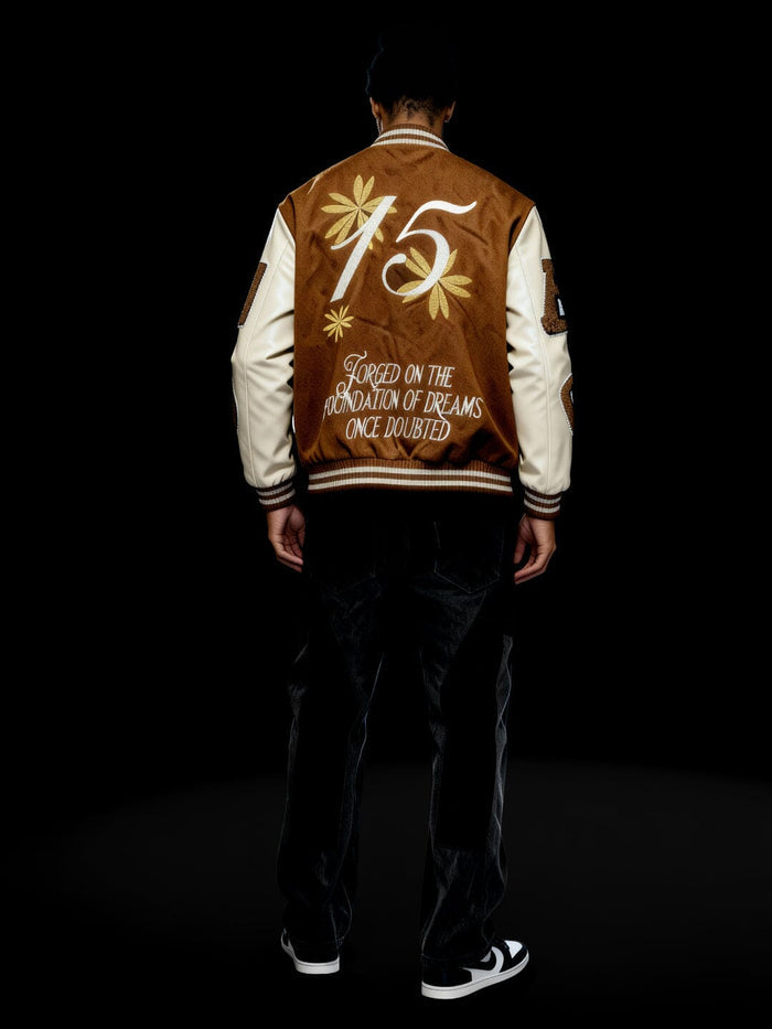 Brown Woollen Letterman Varsity Jacket