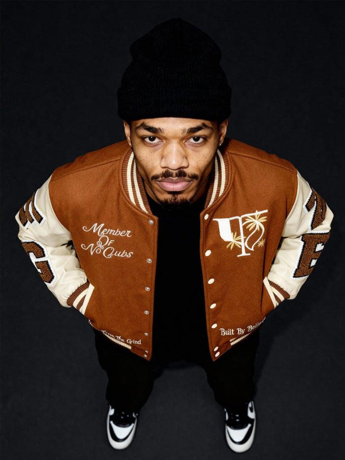 Brown Woollen Letterman Varsity Jacket