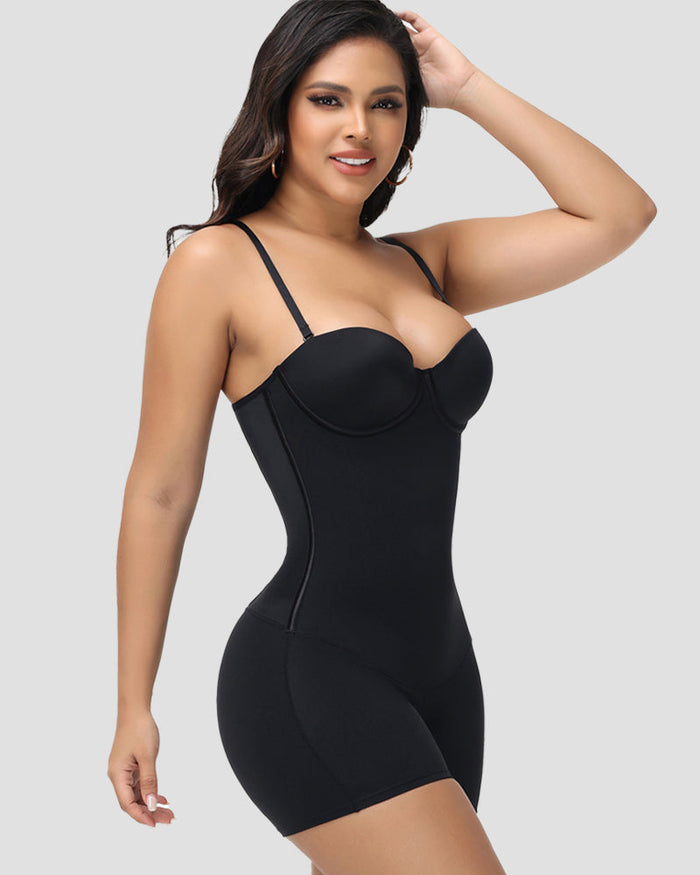 Built In Bra Lace Up Back Shapewear Bodysuit - By Qivii