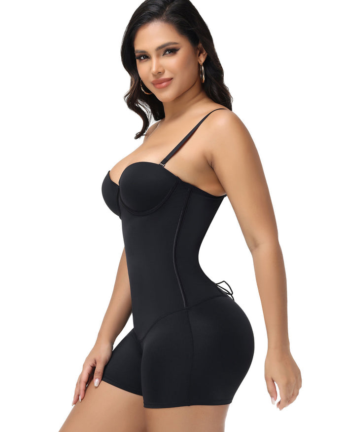 Built In Bra Lace Up Back Shapewear Bodysuit - By Qivii