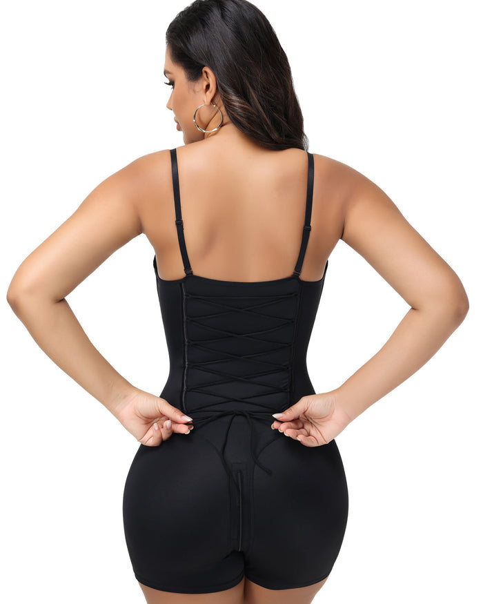 Built In Bra Lace Up Back Shapewear Bodysuit - By Qivii