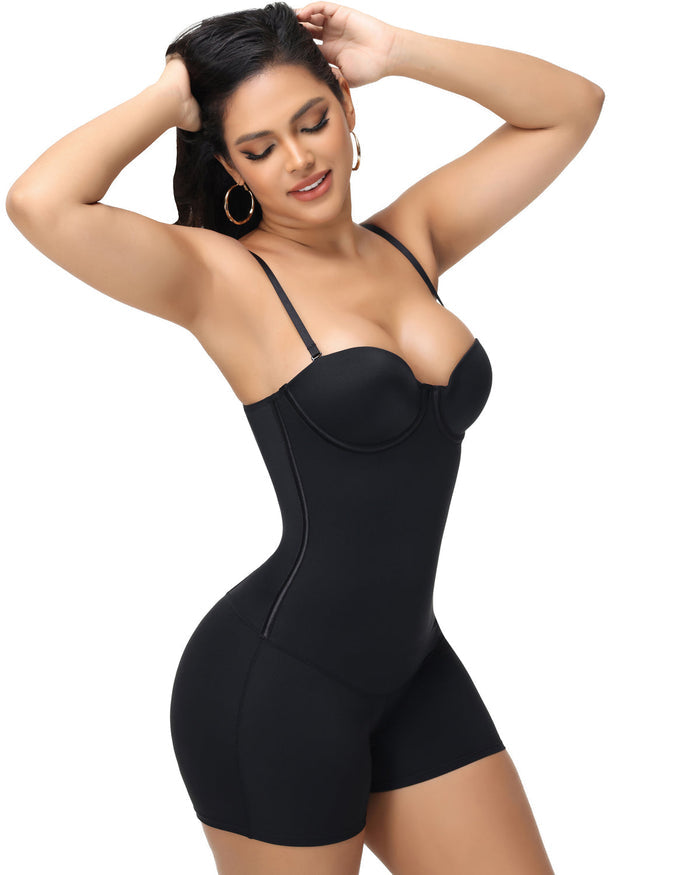 Built In Bra Lace Up Back Shapewear Bodysuit - By Qivii