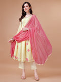 Butter Yellow Printed Kurta Suit Set