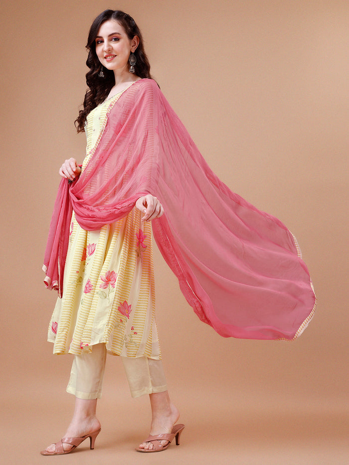 Butter Yellow Printed Kurta Suit Set