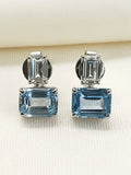 Camelia Aqua Blue 92.5 Silver Swarovski Stone Tops