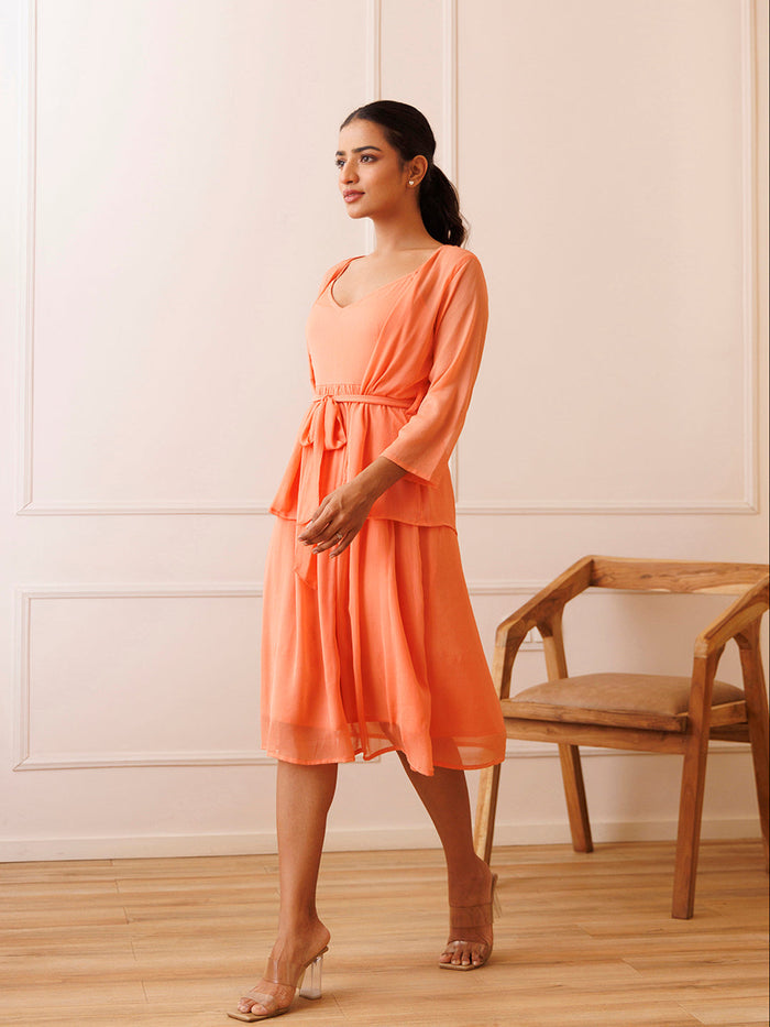 Campanella Peach Chiffon Dress
