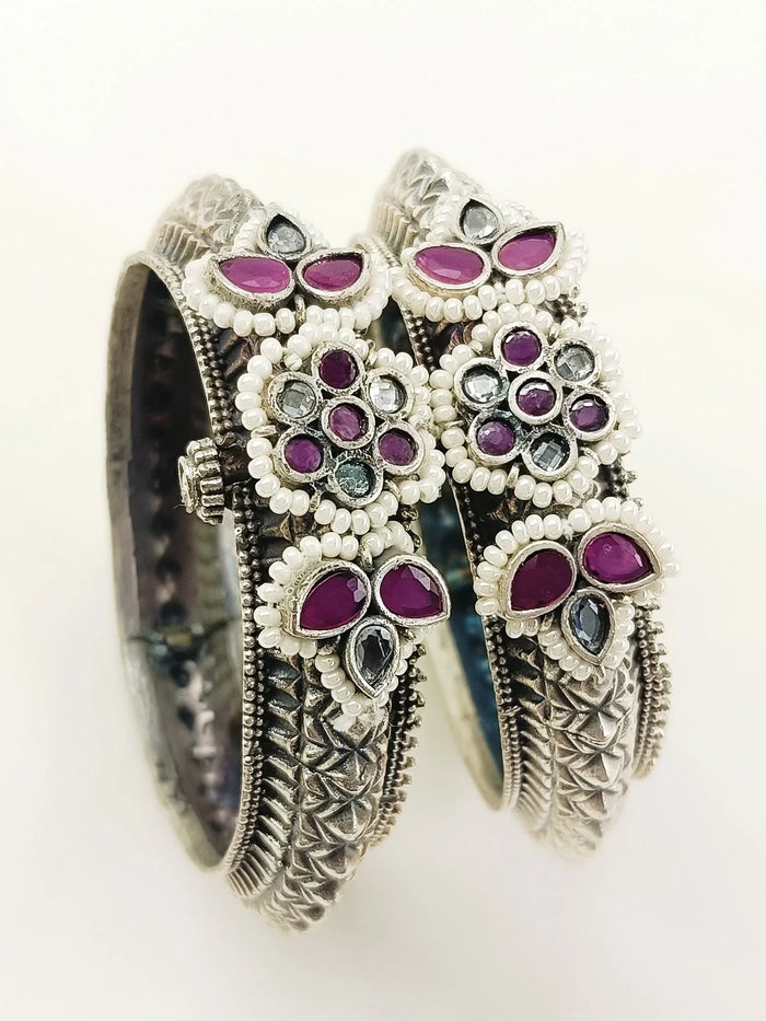 Chakori Ruby Oxidized Bangles