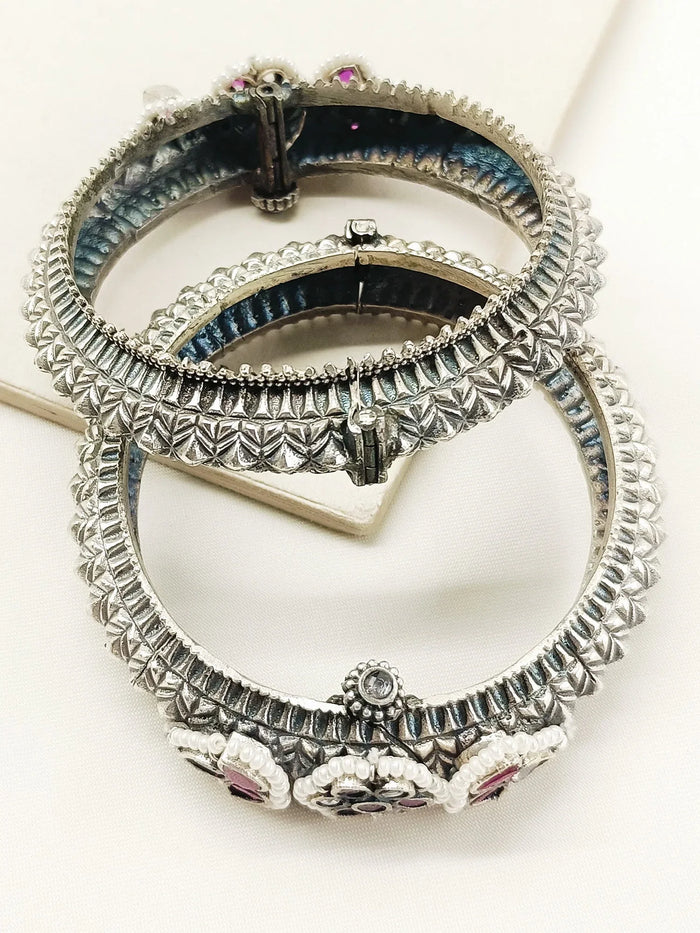 Chakori Ruby Oxidized Bangles