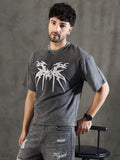 Charcoal Washed Bat Graphic Oversized Tshirt