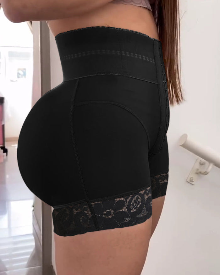 Colombian Girdles Lace Stitching Slimming Shorts Butt Lifter Front Buckle Shaping Panty - By Qivii