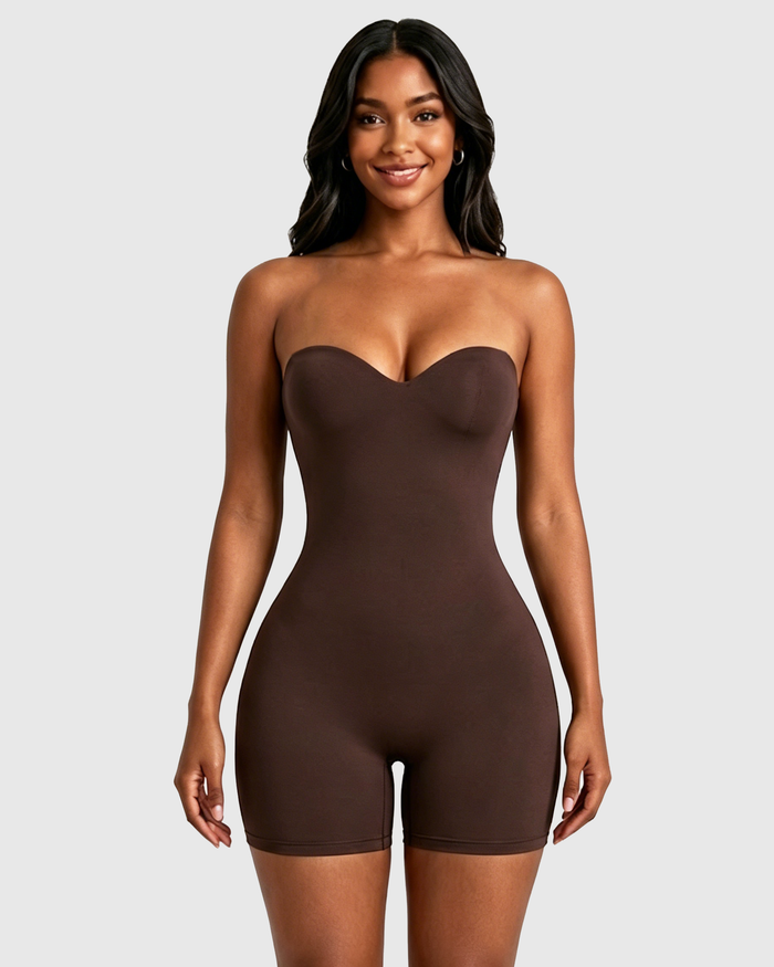 Convertible Strapless Halter Hourglass Sculpt Playsuit  - By Qivii