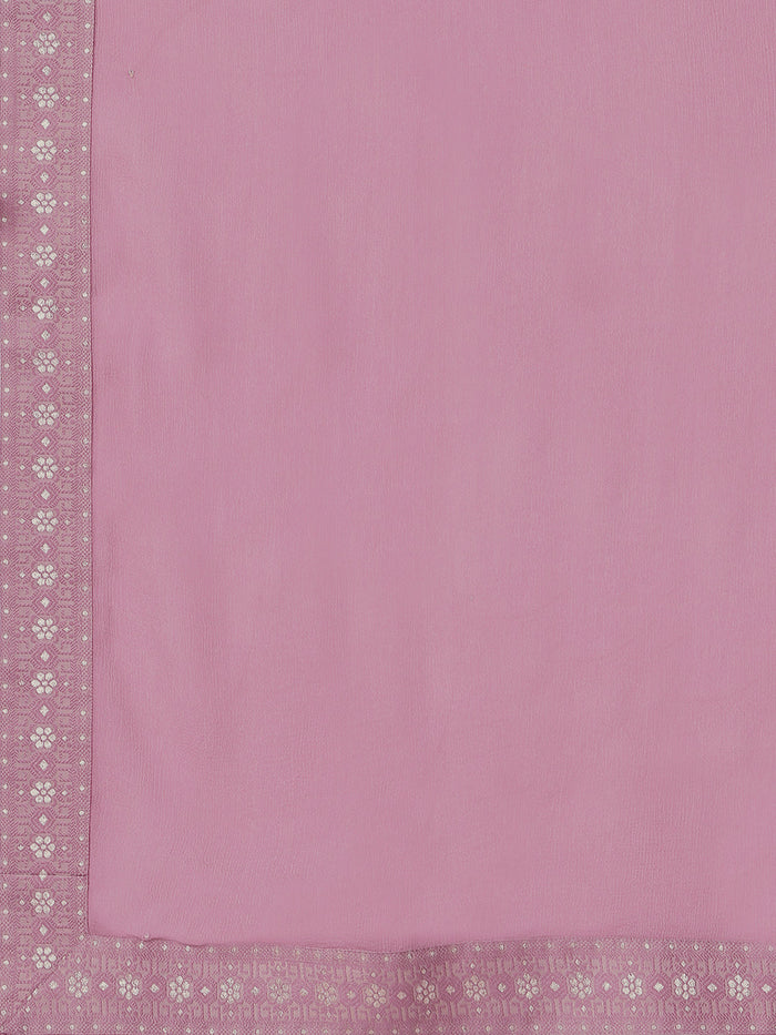 Cream And Pink Jacquard Tissue Kurta Suit Set