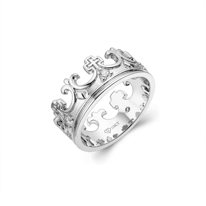 Mens Crown Ring w/ CZ Stones-ring-lirysjewelry