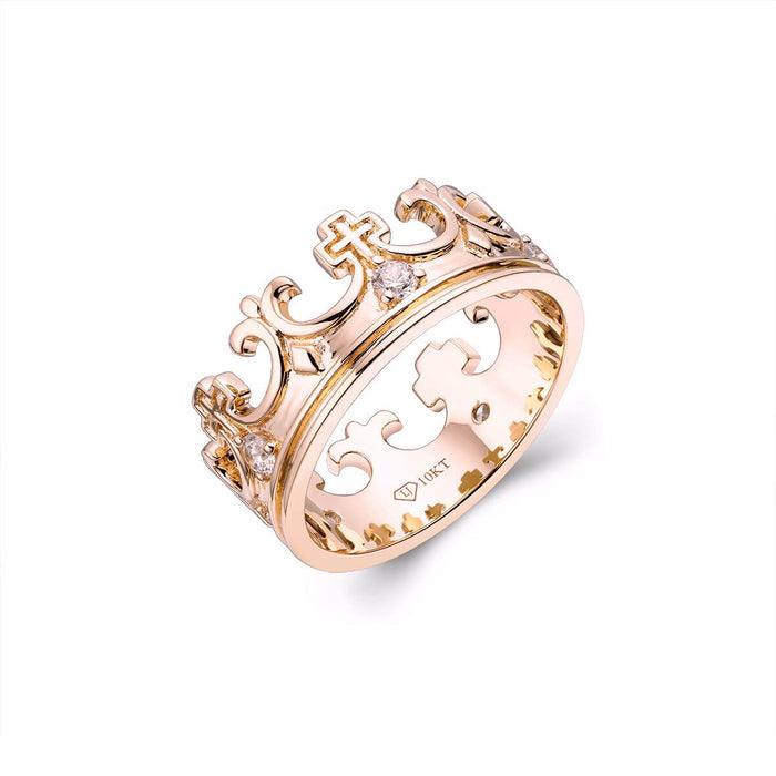 Mens Crown Ring w/ CZ Stones-ring-lirysjewelry
