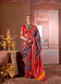 Dark Teal-Red Patan Patola Saree