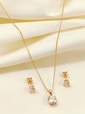 Dayera 92.5 Silver American Diamond Pendant Set