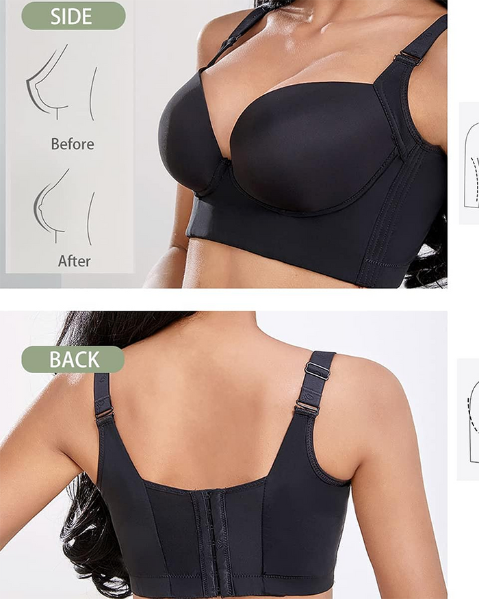 Deep Cup Push Up Bra With Full Back Coverage  - By Qivii