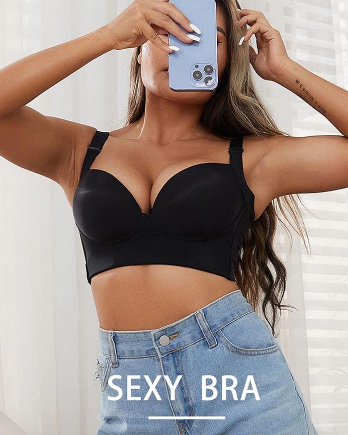 Deep Cup Push Up Bra With Full Back Coverage  - By Qivii