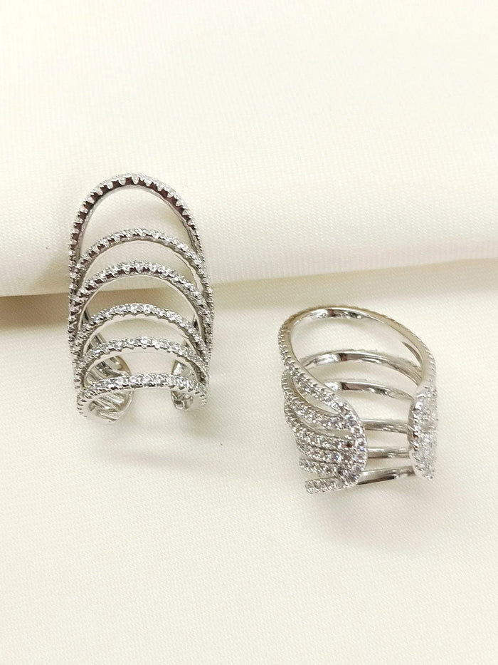 Dhavanjee White American Diamond Earcuffs