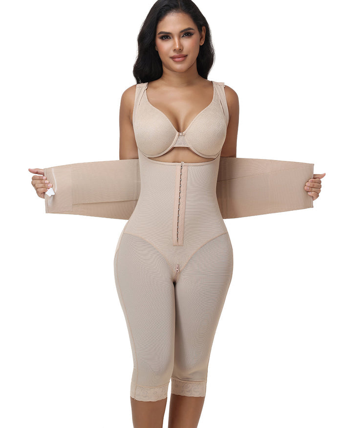 Double Compression Tummy Control Mid-length Shapewear with Detachable Waist Trainer  - By Qivii