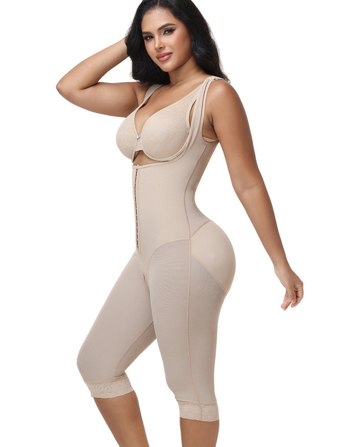 Double Compression Tummy Control Mid-length Shapewear with Detachable Waist Trainer  - By Qivii