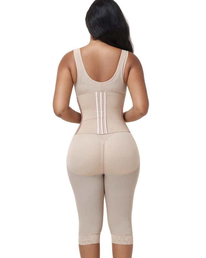 Double Compression Tummy Control Mid-length Shapewear with Detachable Waist Trainer  - By Qivii
