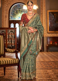 Dynasty Green Zari Woven Banarasi Silk Saree - qivii