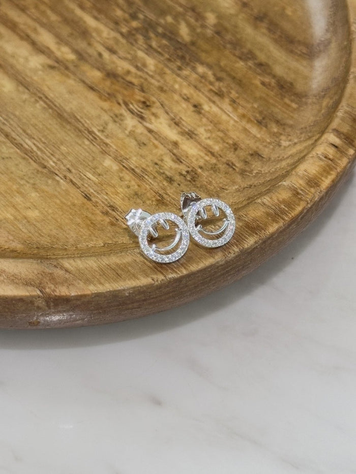 E1431 Zirconia Happy Face Earrings