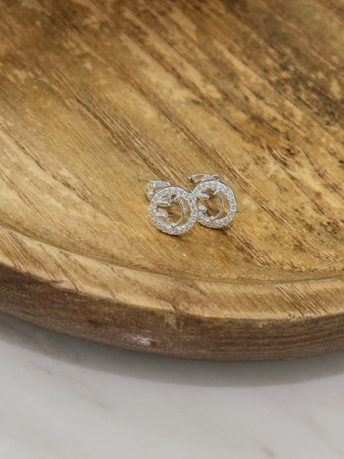 E1431 Zirconia Happy Face Earrings