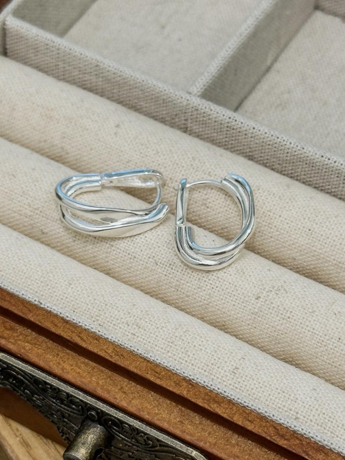 E1442 Irregular Double Coil Hoop Earrings