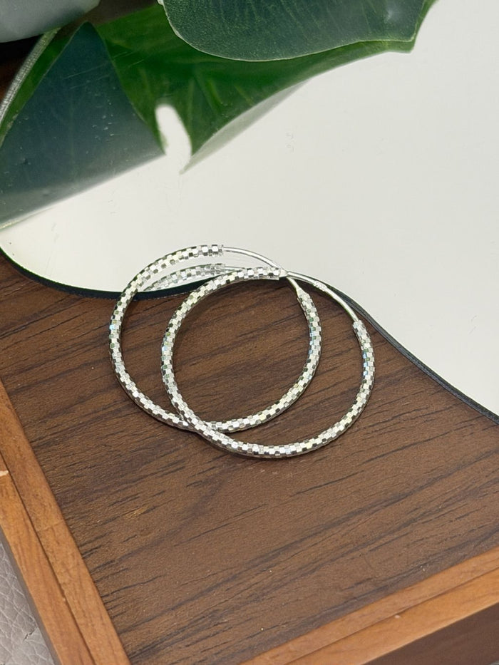E1479 3cm Cut-out Glitter Hoop Earrings
