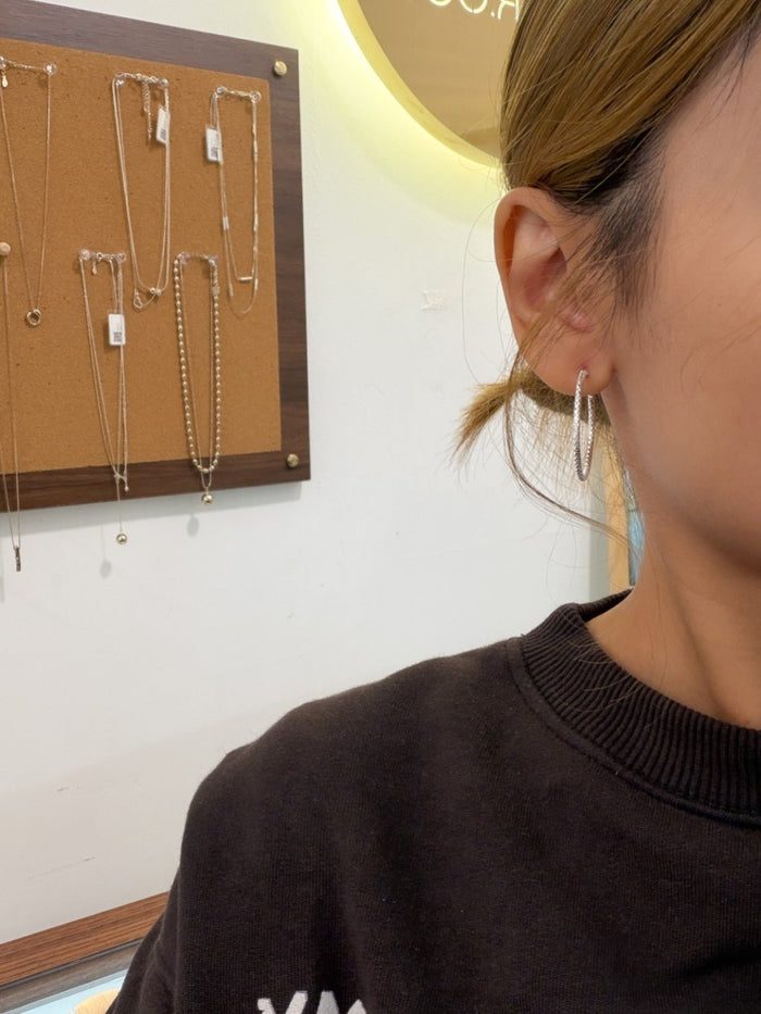 E1479 3cm Cut-out Glitter Hoop Earrings