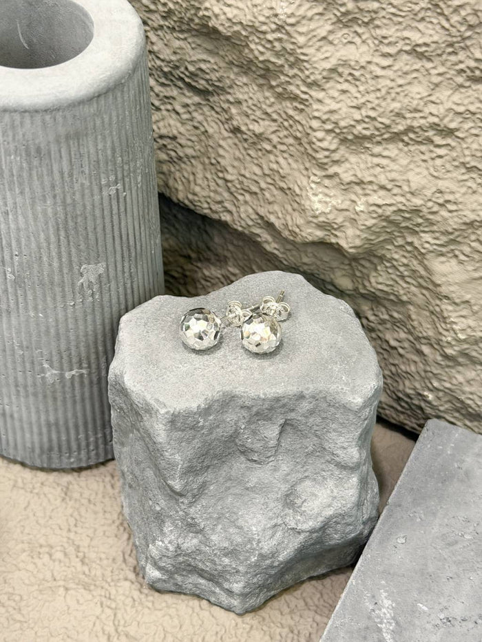 E1483 Multi-faceted Mirror Ball Earrings