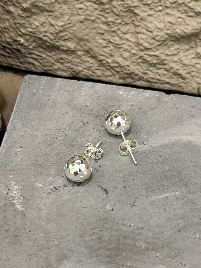 E1483 Multi-faceted Mirror Ball Earrings