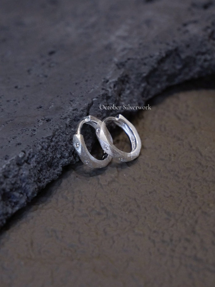 E1497 Frosted Half Hoop Zircon Earrings