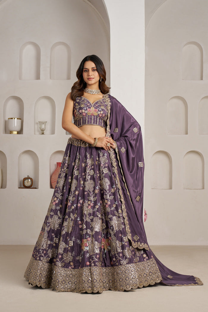 Elegant Floral Embroidered Lehenga Choli Set with Dupatta