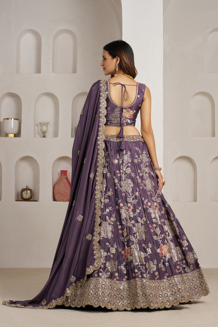 Elegant Floral Embroidered Lehenga Choli Set with Dupatta