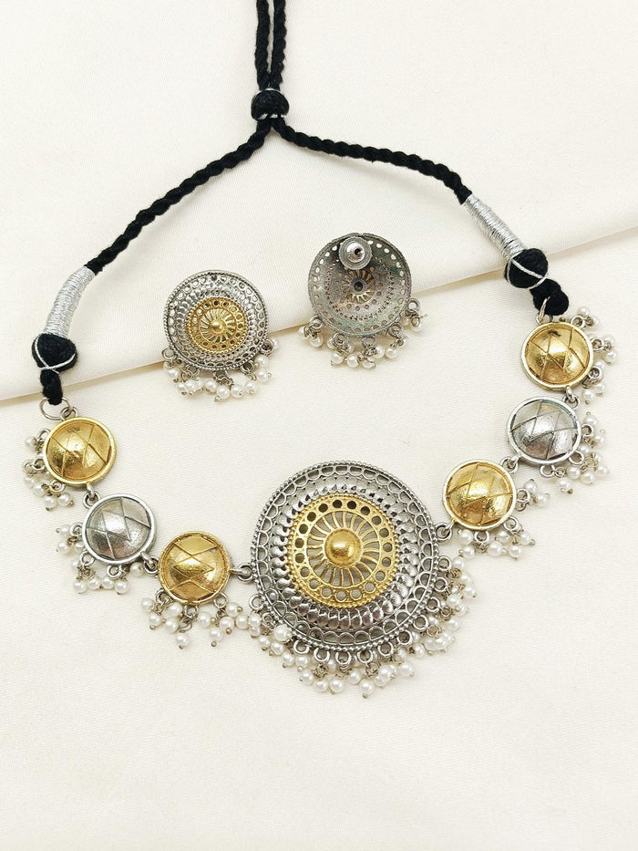 Ellora Plain Oxidized Necklace Set