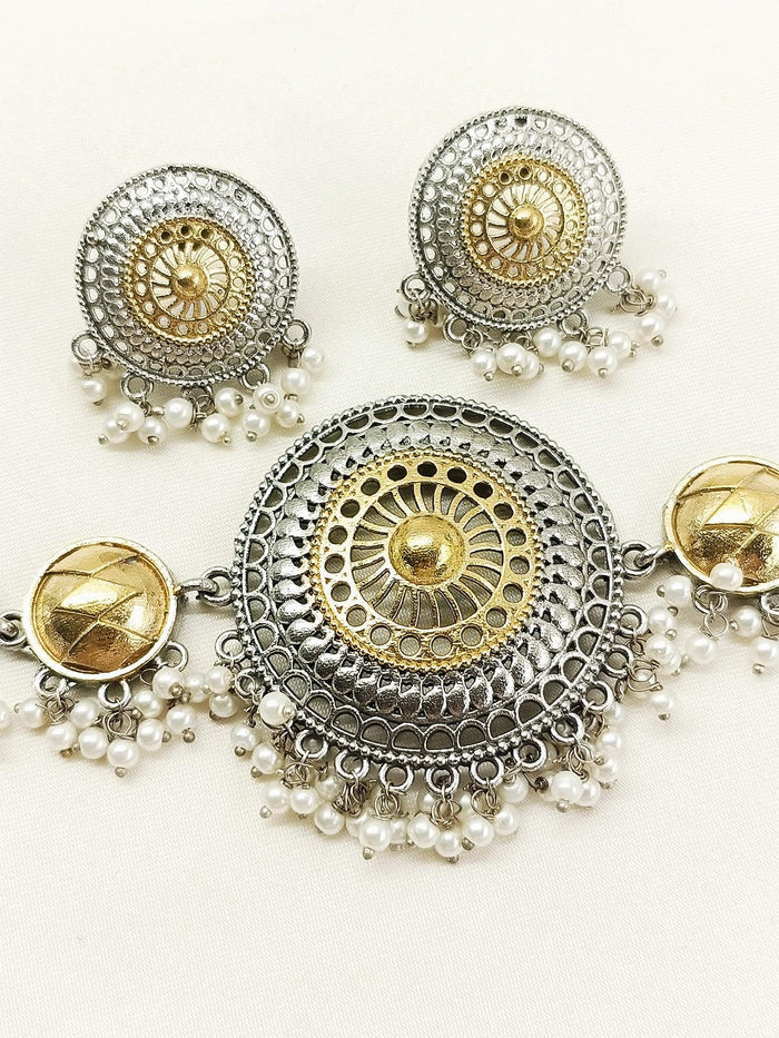 Ellora Plain Oxidized Necklace Set