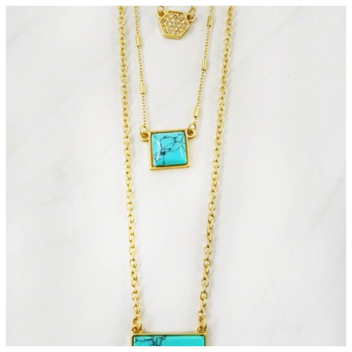 Emma Stone and Pave Tri Layer Necklace - Final Sale
