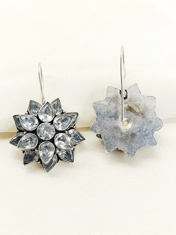 Fara White Oxidized Earring