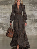 Fashion Retro Paisley Pattern Zipper Maxi Dress  - By Qivii