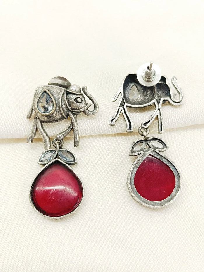 Flo Ruby Oxidized Earring