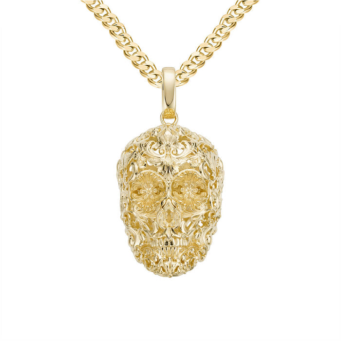Floral skull-pendant charm-lirysjewelry