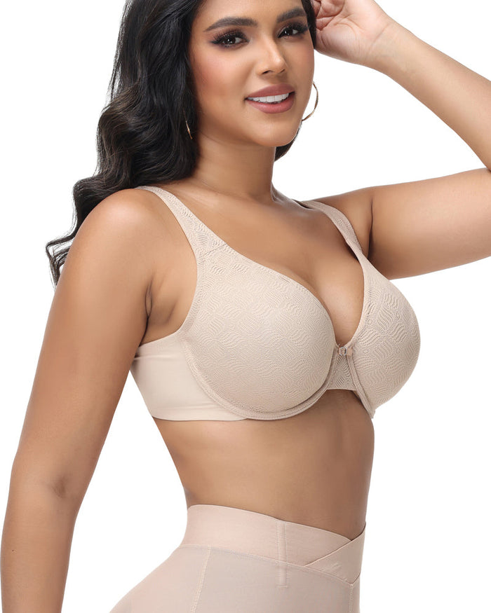 Full Coverage Underwire Non Padded Lace Bra - By Qivii