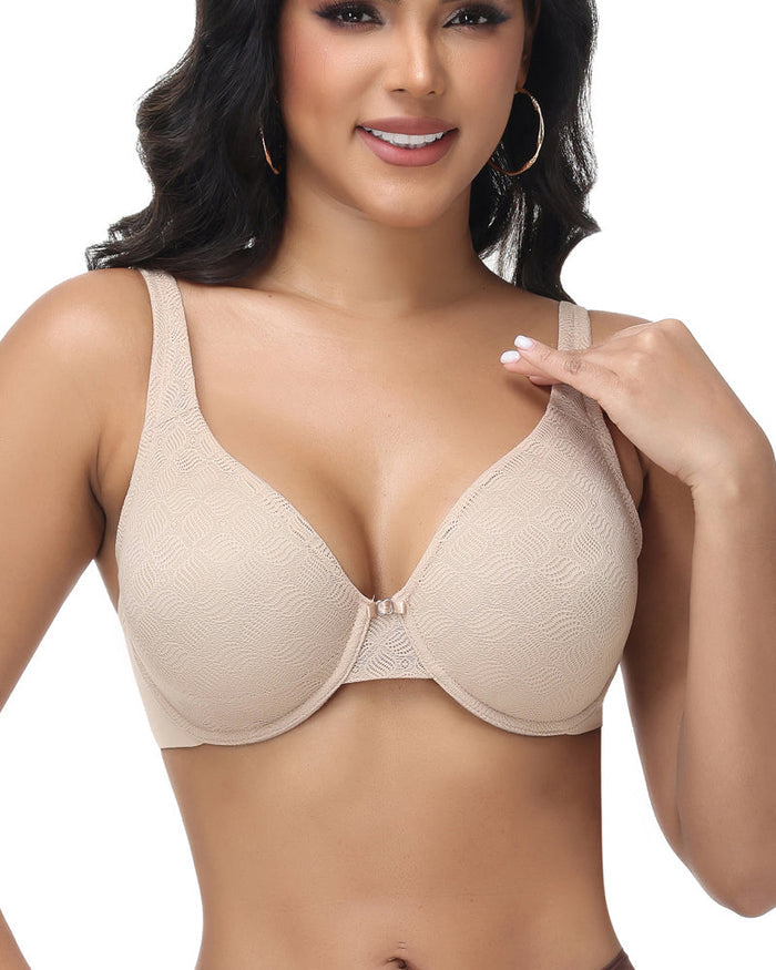 Full Coverage Underwire Non Padded Lace Bra - By Qivii
