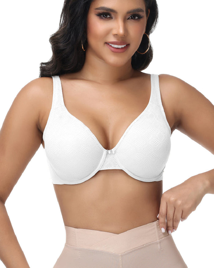 Full Coverage Underwire Non Padded Lace Bra - By Qivii